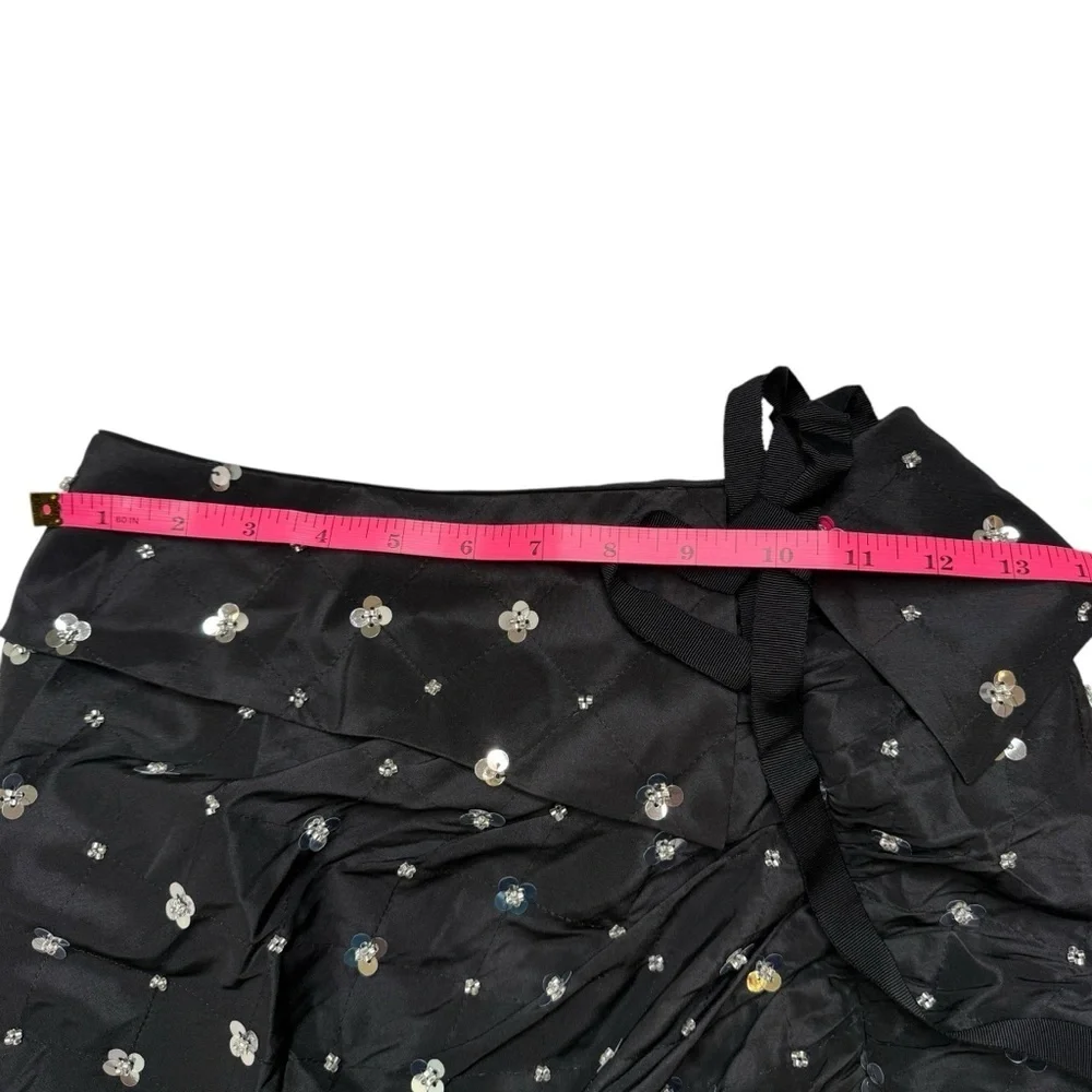 Self-Portrait Elegant Black Skirt with Floral Sequin Accents sz 2 NWT